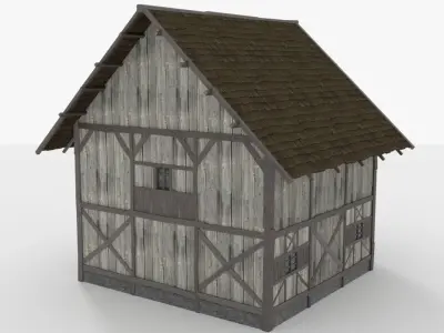 Wooden House Low-poly 3D model get