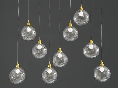 Firefly 9 Bulb Nickel Pendant Light 3D model