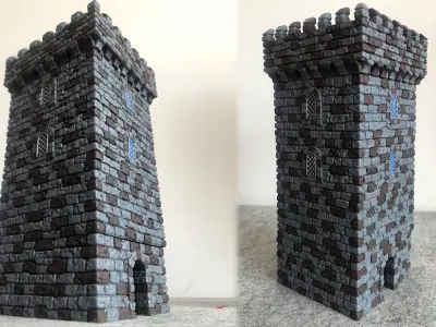 Castle builder - Large square towers 3D print model