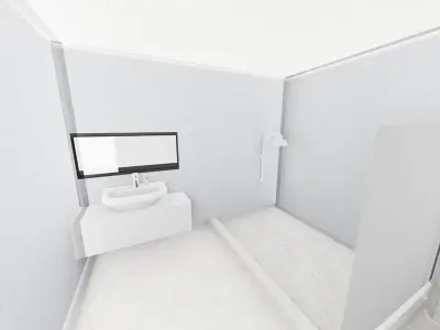 bathroom is maden in light colors  3D model