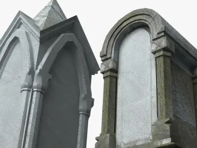 Tombstones - 5 Low-poly 3D model