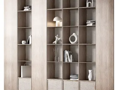 Modular Shelving 3 Wood Color Options 3D model