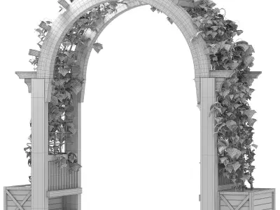 Wooden Garden Arbor 05 3D model