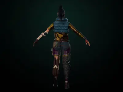 Cyberpunk Girl gameready Low-poly 3D model