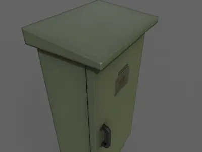 PBR Electric Box DarkGreen V5 Low-poly 3D model
