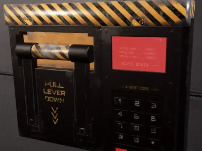 Access Security Panel  Interactive Door Mechanism Low-poly 3D model