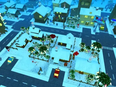 Christmas and Winter City Low-poly 3D model