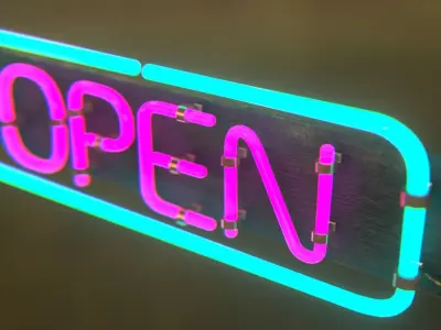 Neon open sign Low-poly 3D model