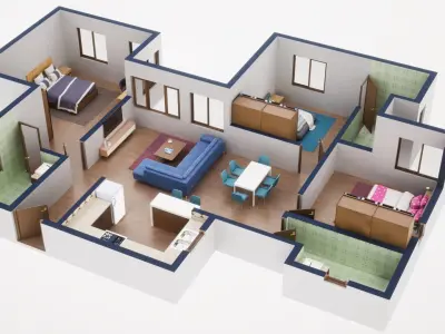 3D Floor Plan Model 56 3D model