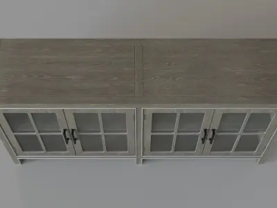 Four Door Media Credenza in Brown and Gray 3D model