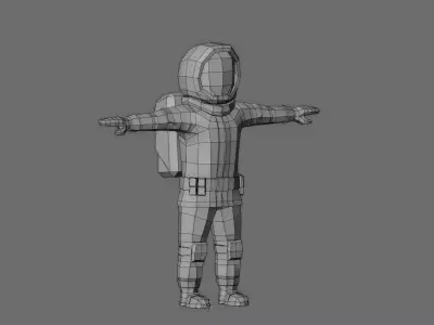 UNRIGGED VERSION ASTRONAUT 001  Low-poly 3D model