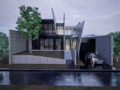 Concrete House Low-poly 3D model