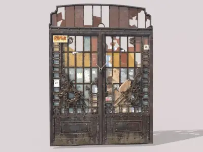 Worn Double Door 3D model