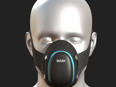 Gas mask protection isolated futuristic  Low-poly 3D model
