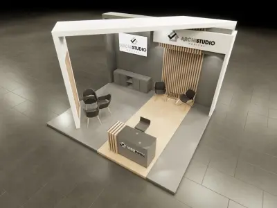 Exhibition booth design 3D model 6m x 5m 3D model