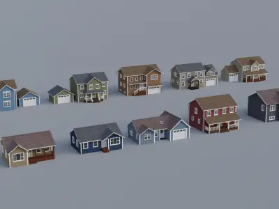 Low Poly House Collection 3D Model Pack