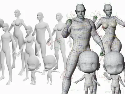  Base Meshes Character Starter Kit Rig 