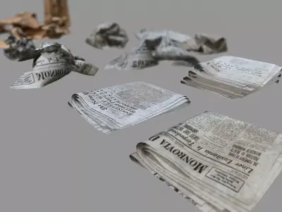 Paper Trash PBR Game Ready Low-poly 3D model