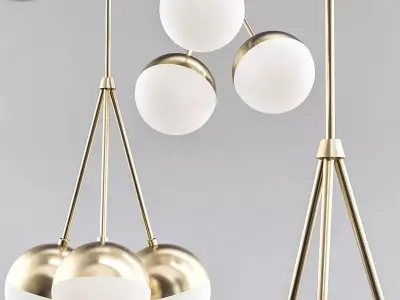 Copper Light Chandelier 3 3D model