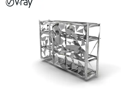 Industrial Supermarket Shelf System model pack Low-poly 3D model