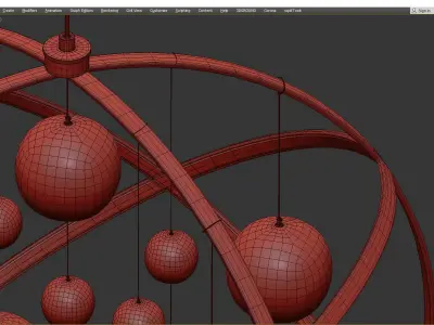  Atomic nucleus Chandelier Low-poly 3D model