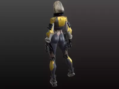 Futuristic Warrior Girl STL Robotic Suit Action figure 3D print model