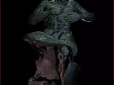 Scars statue of man on rock 3D model