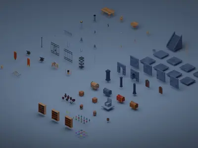 Low Poly Modular Dungeon Pack Low-poly 3D model