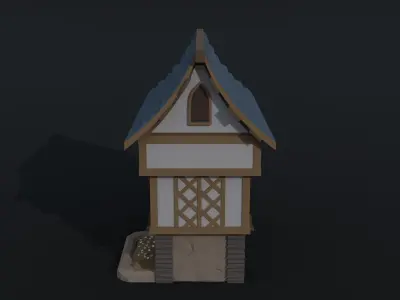 Cartoon medieval house 5 Polygonal Style Low-poly 3D model