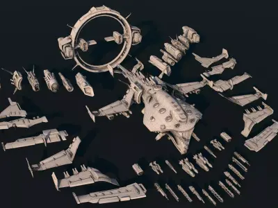 Spaceship 05 Modular Pack Low-poly 3D model