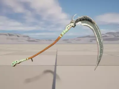 Superfuntimes Fantasy  Jade Python Scythe Low-poly 3D model