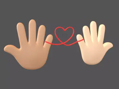 Hand with Red Line Icon v1 019 Low-poly 3D model