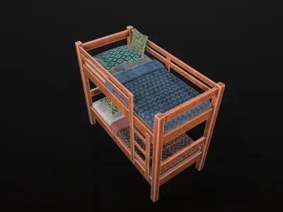 Single bed Low-poly 3D model