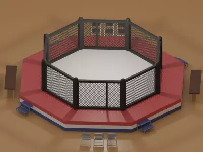 Cartoon UFC Octagon Ring 3D model