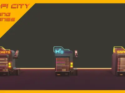 Scifi City Vending Machines Asset Pack Low-poly 3D model
