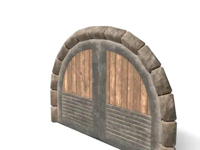 Medieval Fortified Wooden Door  Low-poly 3D model