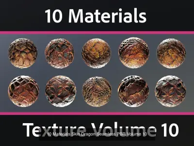 30 Materials Skin Dragon Seamless PBR Bundle 4 Texture
