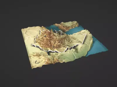 Ethiopia Map Topography Low-poly 3D model