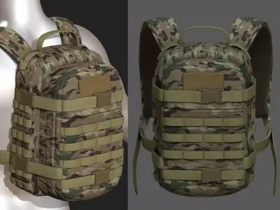 Backpack military combat soldier armor scifi  Low-poly 3D model