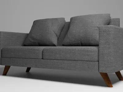 Mid-Century Modern Loveseat Sofa 3D Model Low-poly 3D model