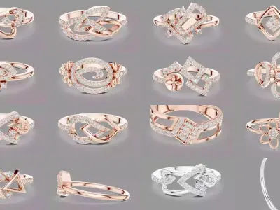 45 Light Diamond Rings 3D Model Pack
