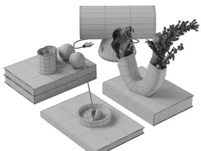 Decorative set with Table lamp 3D model purchase