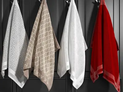 Towels 1 set of hanging on door 3D model