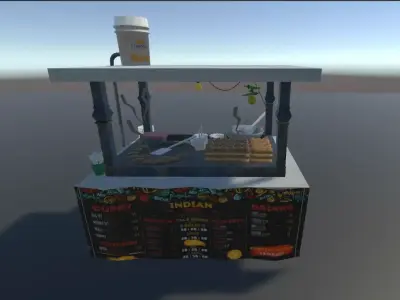 Low Poly Indian Vendor Stall 3D Model Free low-poly 3D model