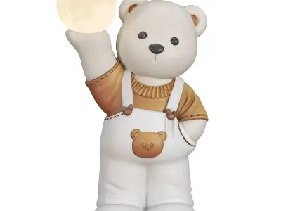 Nursery Bear Moon Light Kid Room Low-poly 3D model
