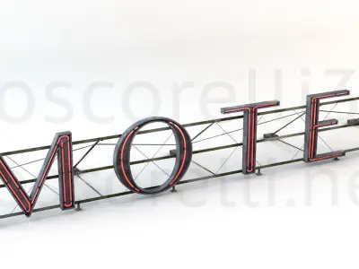Rooftop Neon Motel Sign Low-poly 3D model