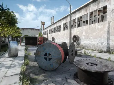 Abandoned Factory Level Low-poly 3D model