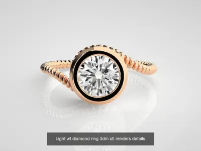 11 Unique Solitaire diamond ring 3dm stl renders details 3D Model Pack