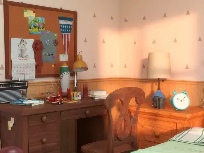 Cartoon Corridor Bedroom BabyRoom 3D model