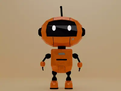 Cute Low Poly Robot 3D Model  Game Ready Character Low-poly 3D model